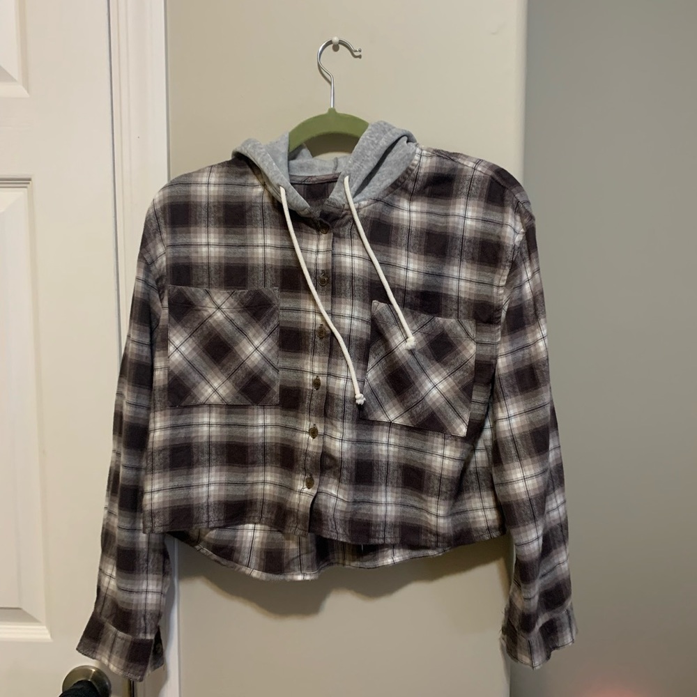 Flannel hoodie/cropped